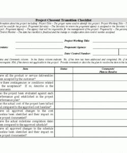 free project closeout transition checklist word  flevypro document project closeout checklist template samples