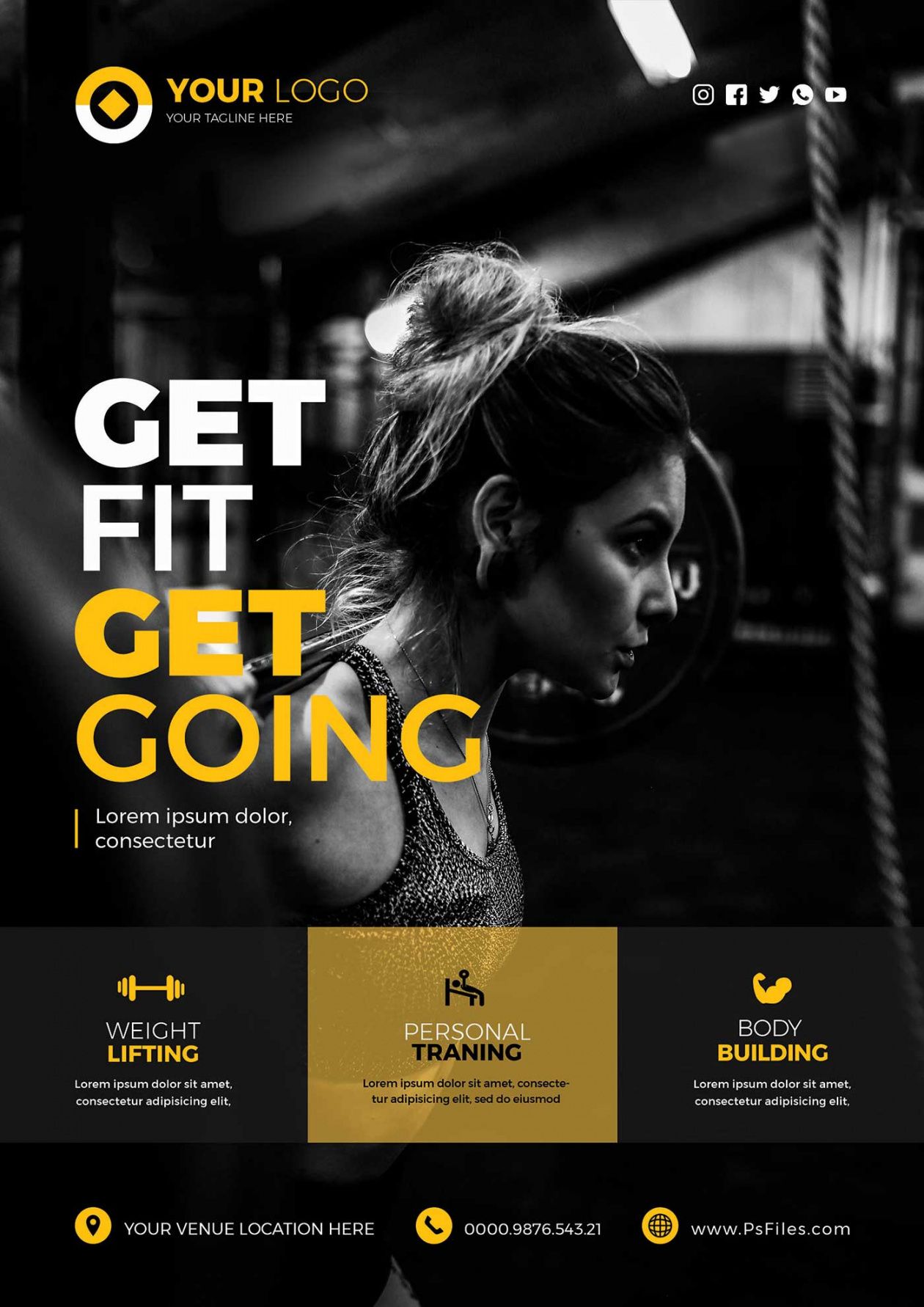 health fitness club free psd flyer templates  stockpsd fitness center flyer template doc