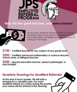 jenks public schools  jps employee referral program referral bonus flyer template