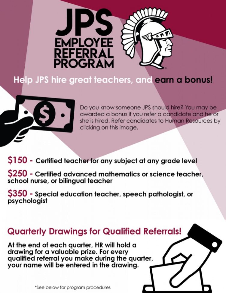 Jenks Public Schools Jps Employee Referral Program Referral Bonus Flyer