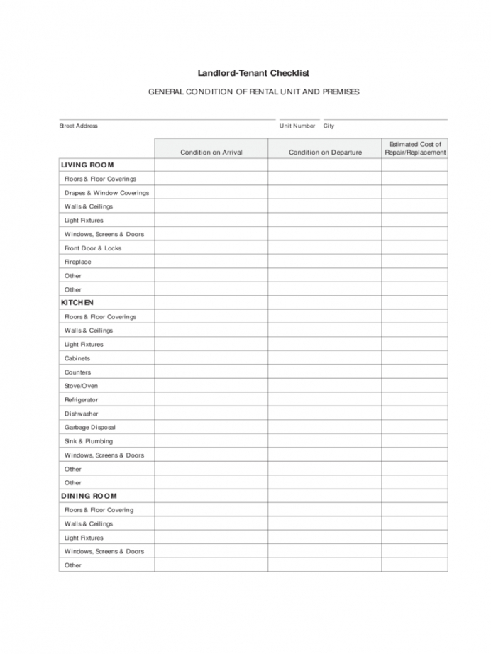 landlord inspection checklist template  6 free templates in rental inspection checklist template