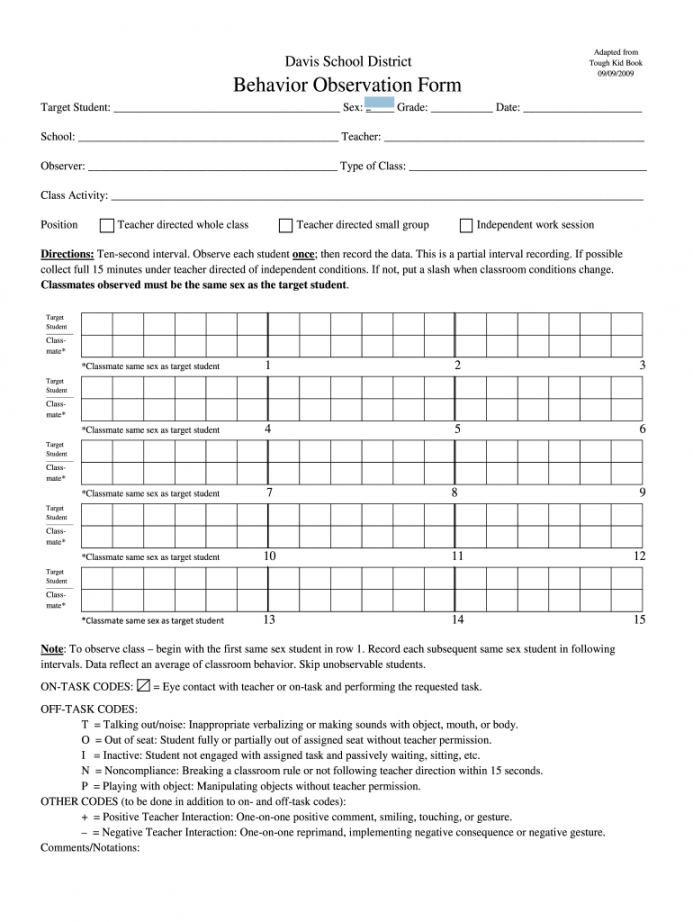 medical observation form  fill out and sign printable pdf template   signnow student behavior checklist template doc