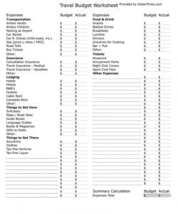 printable 14 travel budget worksheet templates for excel and pdf trip planning budget template sample