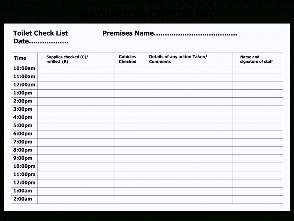 printable 6 best bathroom schedule printable  printablee bathroom cleaning checklist template samples