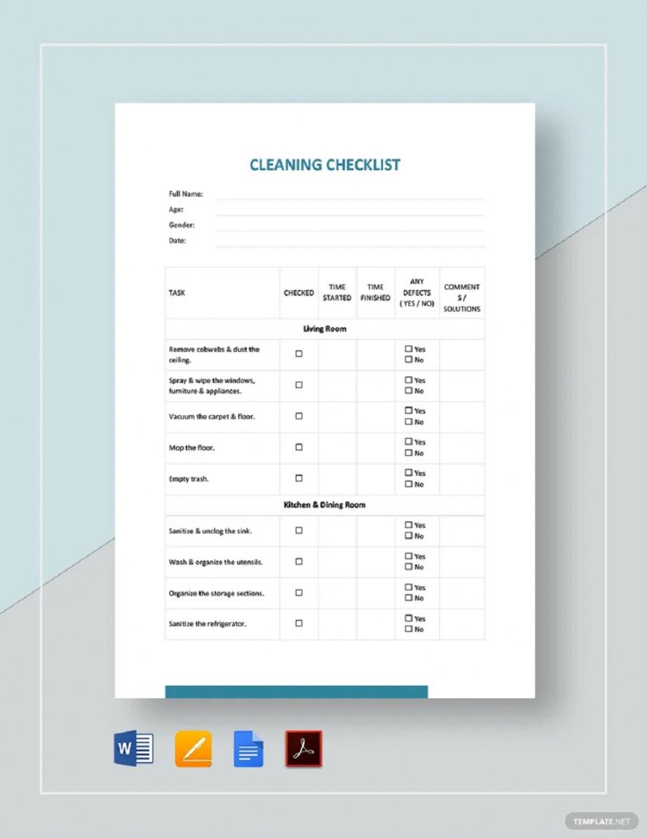 printable cleaning checklist template examples church cleaning checklist template excel