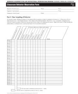 printable free 4 behavior observation forms in pdf  ms word student behavior checklist template doc