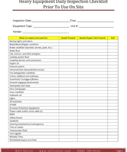 printable heavy equipment daily inspection checklist template prior to equipment inspection checklist template pdf