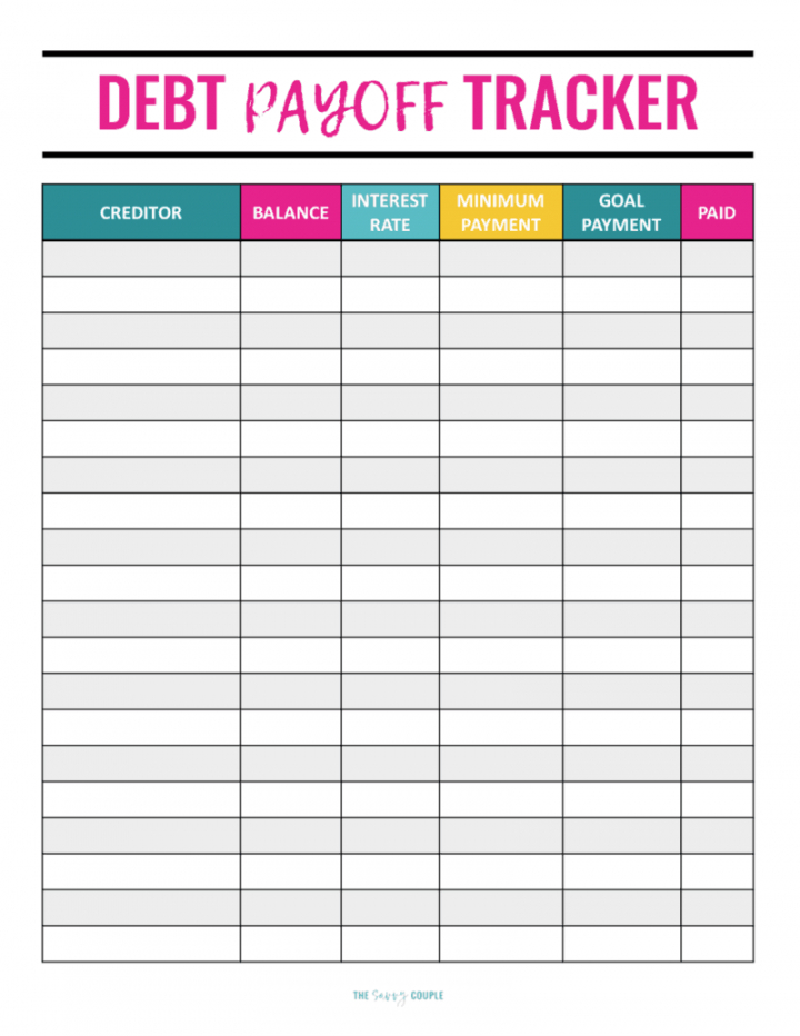 Free Printable Debt Tracker Printable