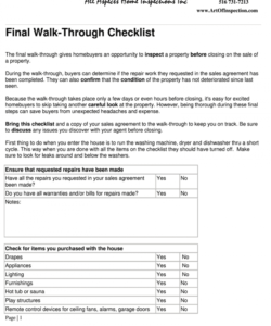 printable walk thru form  fill online printable fillable blank final walk through checklist template samples