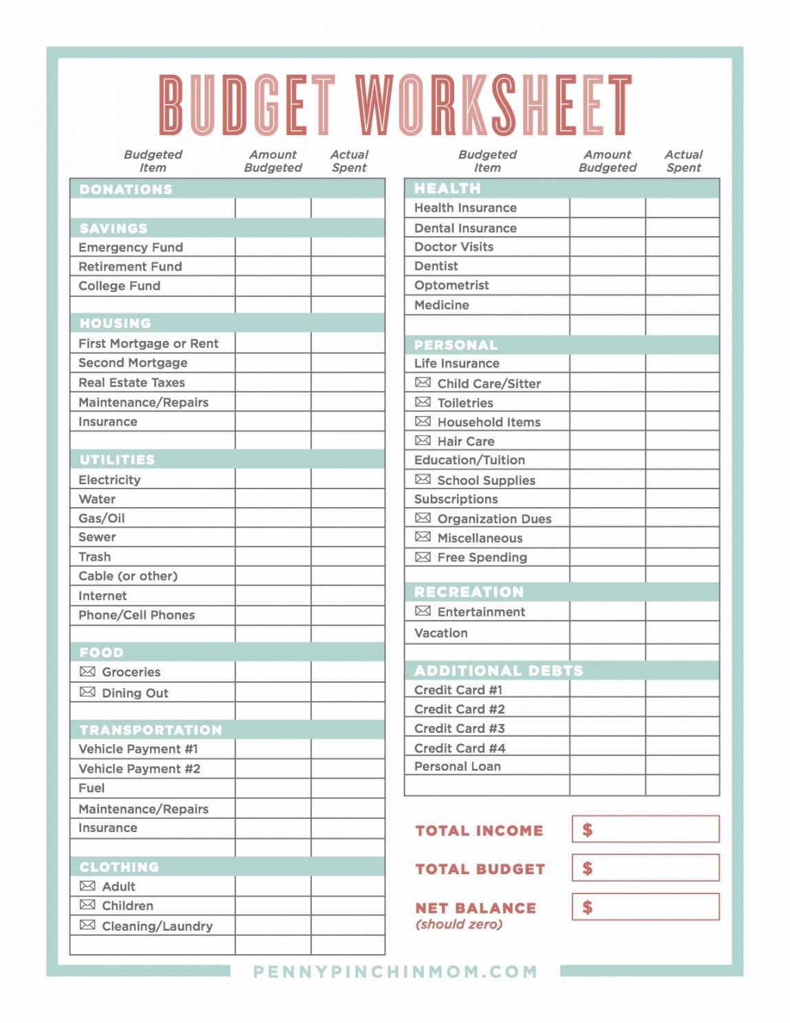 sample single person budget template  template creator single person budget template example