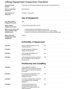 template  lifting gear inspection checklist for better equipment inspection checklist template pdf