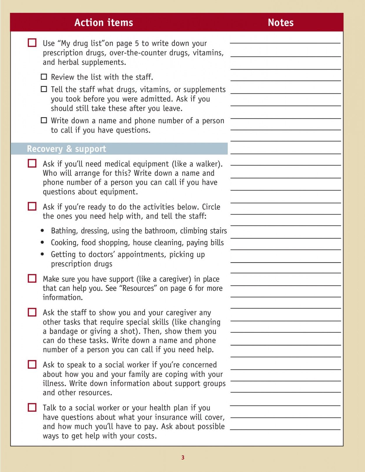 your discharge planning checklist discharge planning checklist template