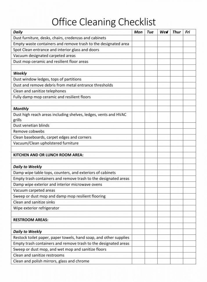 9 Best Maid Service Checklist Printable Printablee Residential Cleaning 