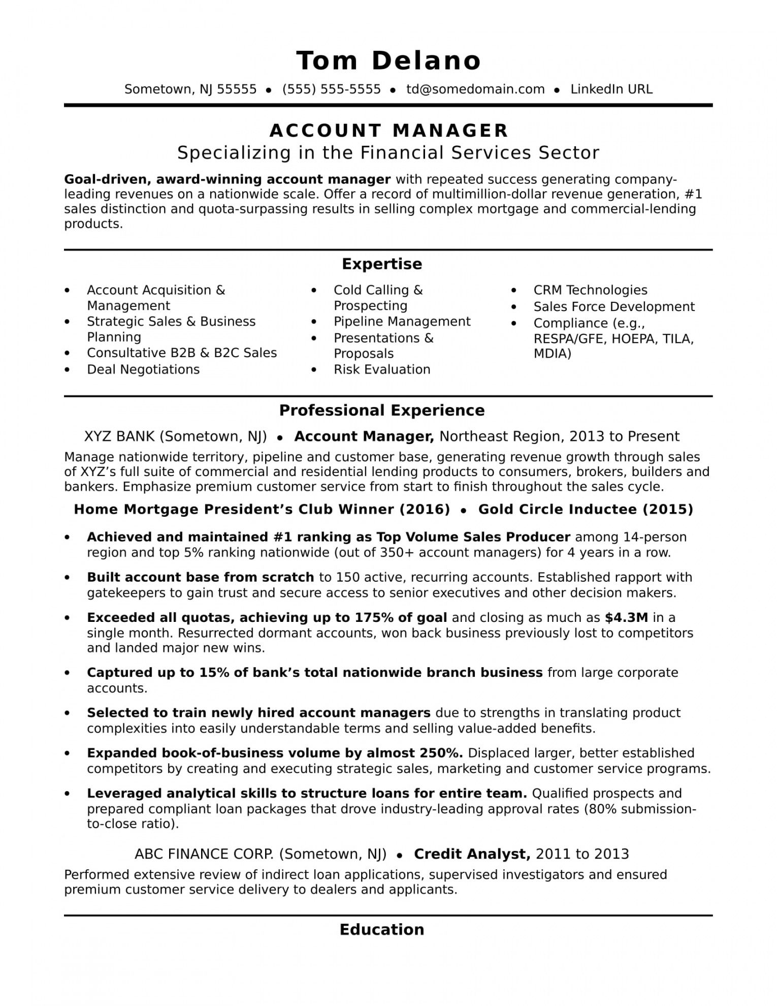 account manager resume sample  monster national account manager job description template and sample