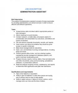 administrative assistant job description template  by executive assistant job description template doc