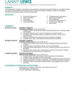 best caregivers companions resume example  livecareer caregiver job description template pdf