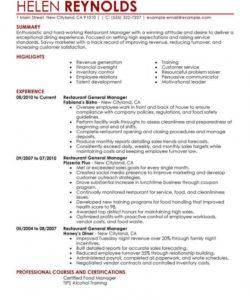 best restaurant manager resume example  livecareer restaurant manager job description template