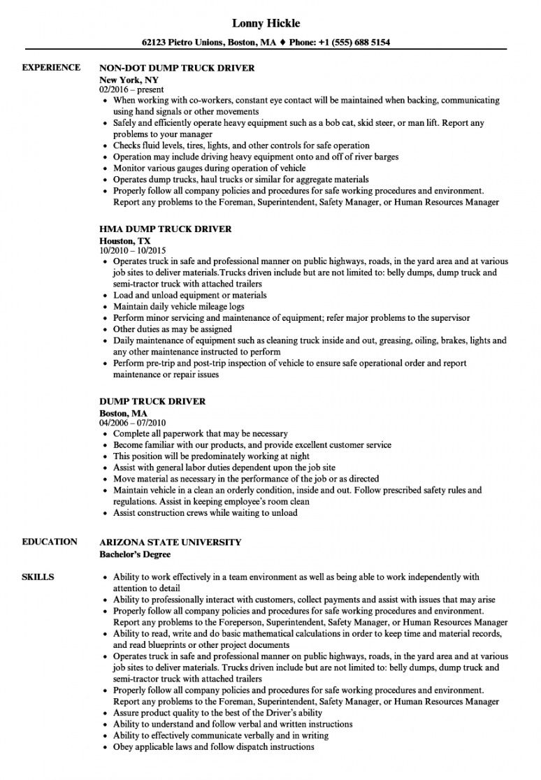 dump truck driver resume samples  velvet jobs truck driver job description template pdf