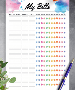 editable download printable colored monthly budget template pdf monthly bill budget template