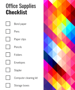 editable simple office supplies shopping checklist template office supply checklist template examples