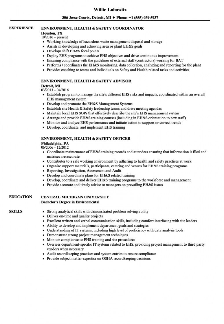 environment health &amp; safety resume samples  velvet jobs safety officer job description template pdf