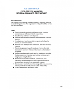 food service manager general manager restaurant job general manager job description template