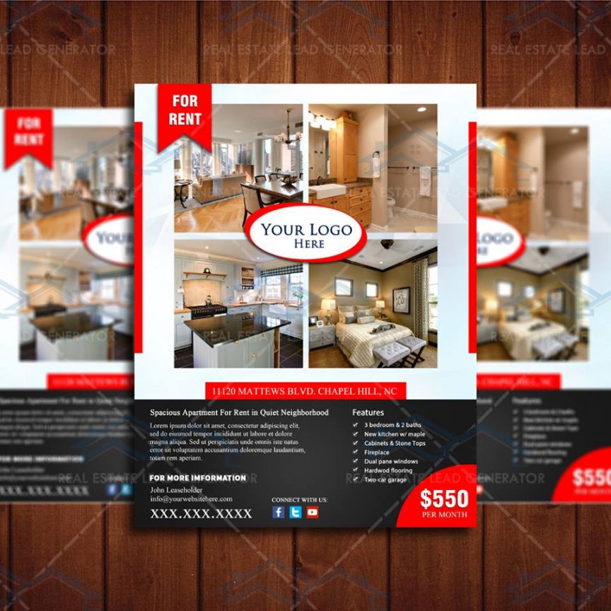for lease real estate flyer 4  instant download  real apartment rental flyer template