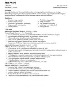 free best industrial maintenance mechanic resume example  livecareer maintenance technician job description template doc