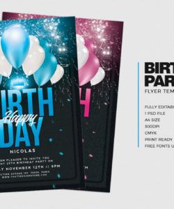 free birthday party invitations flyer template  anniversary psd photoshop party invitation flyer template and sample