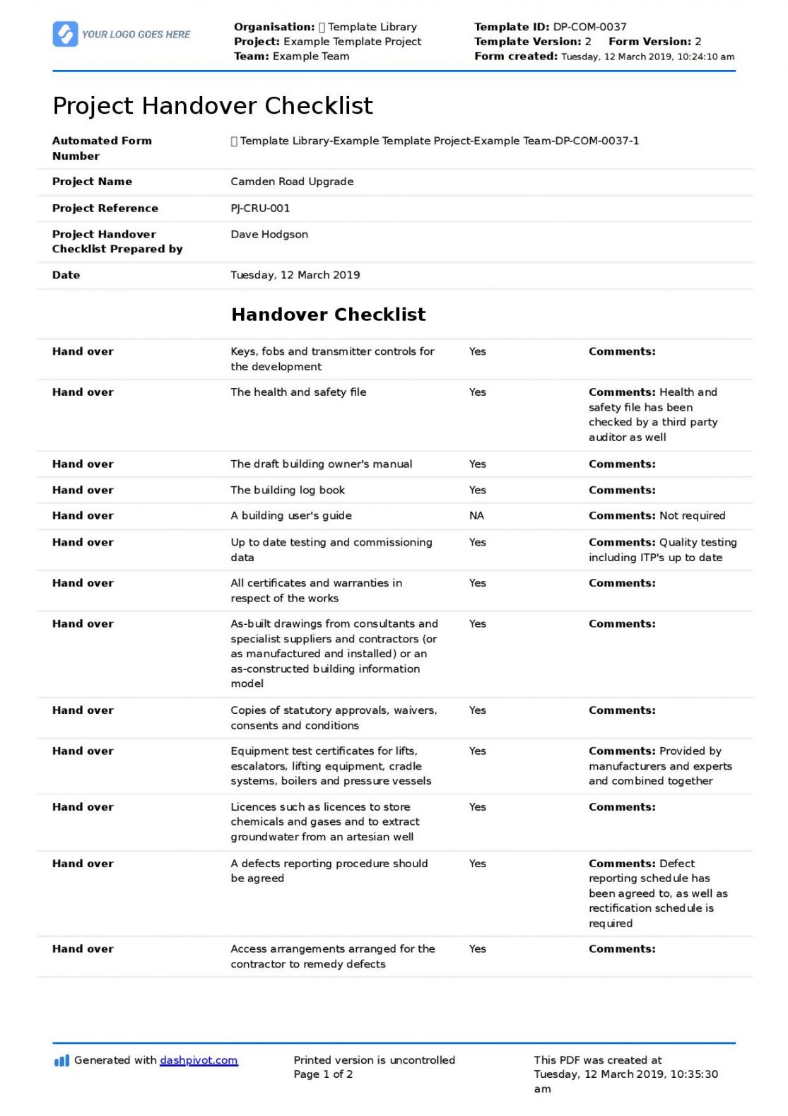free construction project handover checklist template better pre construction checklist template