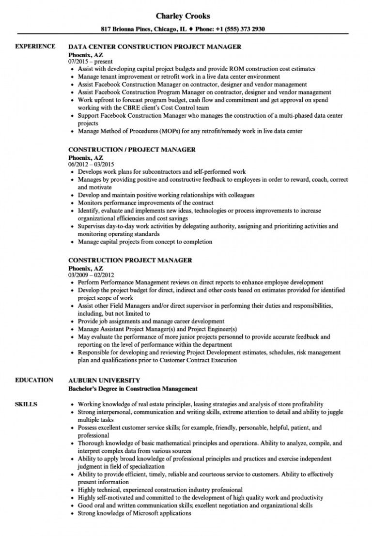 free-construction-project-manager-resume-samples-velvet-jobs