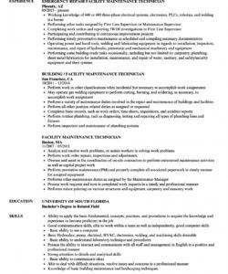 free facility maintenance technician resume samples  velvet jobs maintenance technician job description template pdf