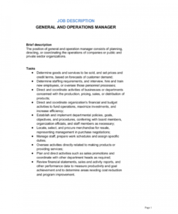 free general and operations manager job description template  by general manager job description template pdf