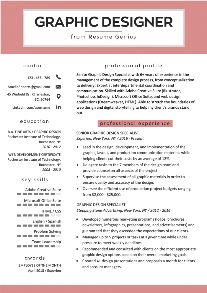 Free Graphic Design Resume Sample Writing Guide Rg Senior Graphic 