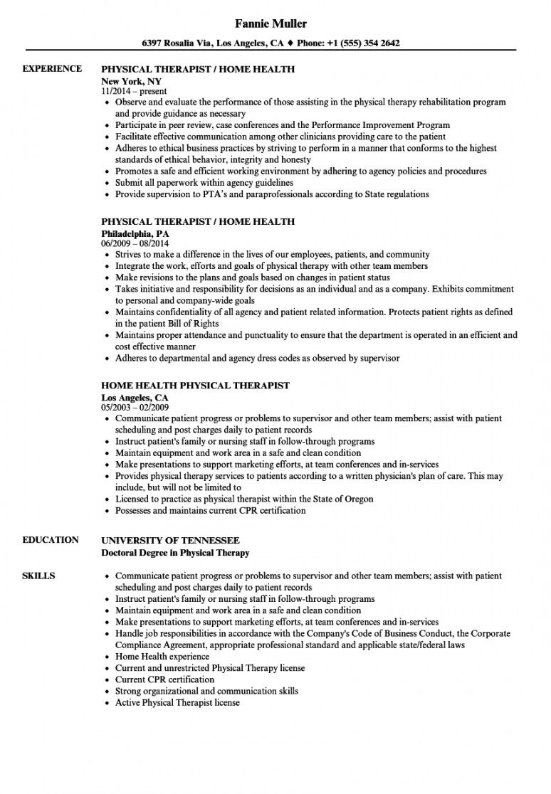 free home health physical therapist resume samples  velvet jobs physical therapist job description template and sample