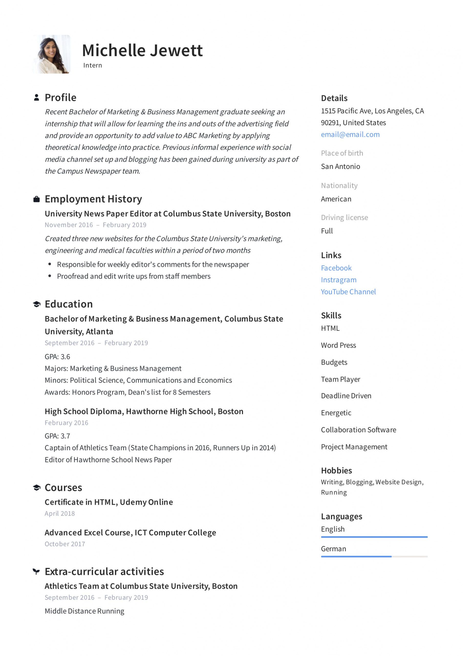 free intern resume &amp; writing guide   12 samples  pdf  2020 social media intern job description template doc