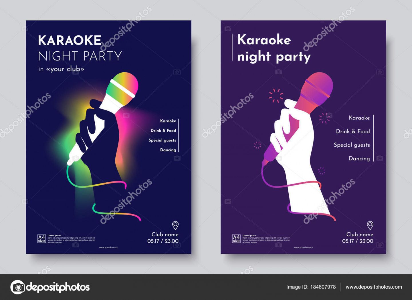 free karaoke party invitation flyer template silhouette of hand with microphone  on an abstract dark background concept for a night club advertising party invitation flyer template pdf