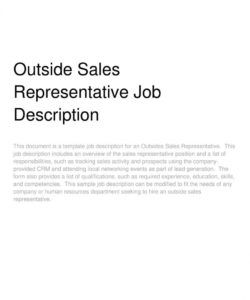 free outside sales representative job description outside sales job description template pdf