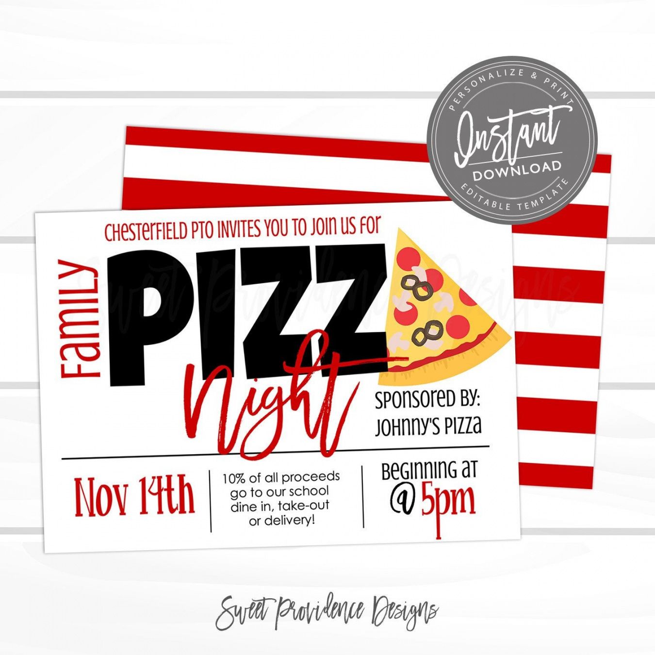 free pizza night flyer school or church pizza party pto school pizza  fundraiser editable template sweet providence instant access pizza fundraiser flyer template and sample