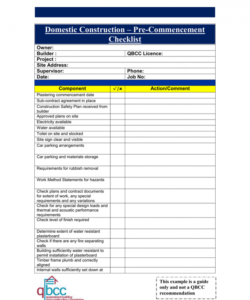 free precommencement checklist pre construction checklist template