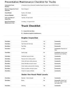free preventative maintenance checklist for trucks diesel trucks truck maintenance checklist template doc