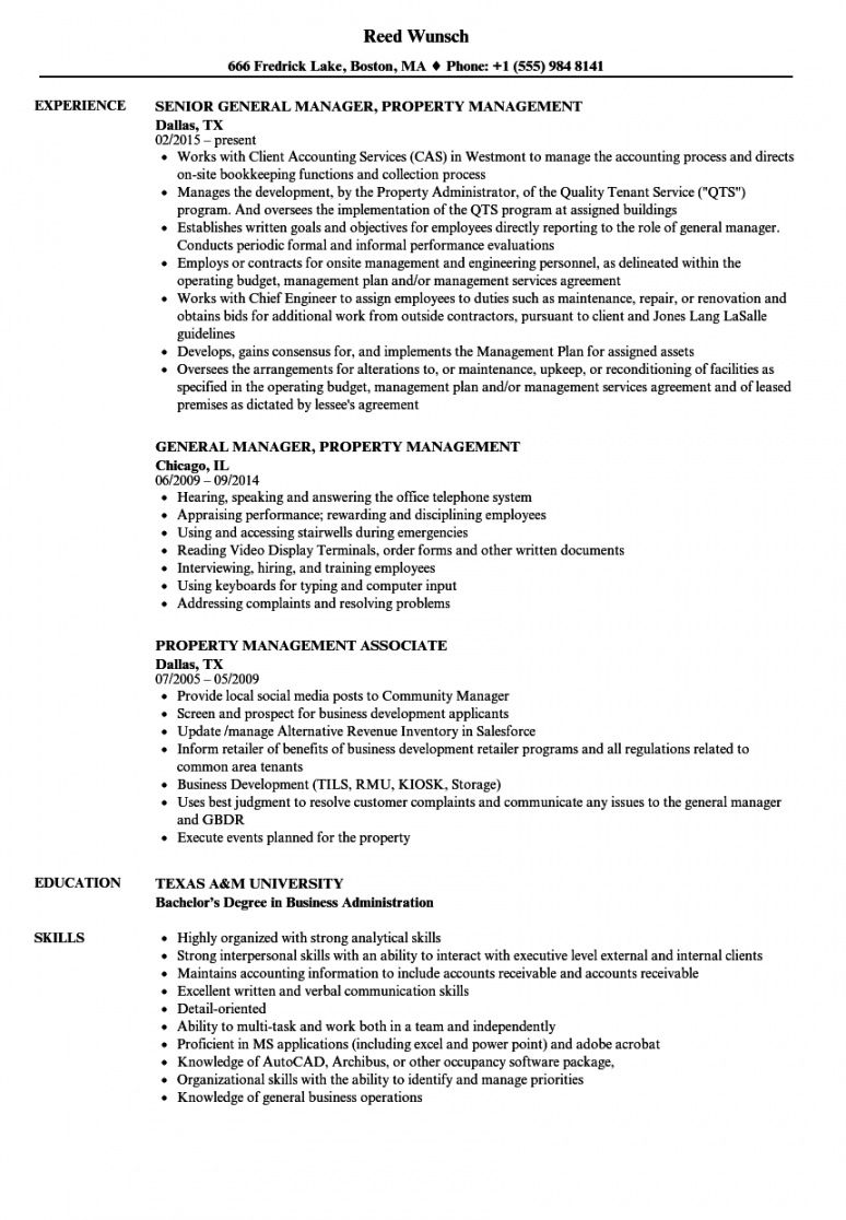 Free Property Management Resume Samples Velvet Jobs ...