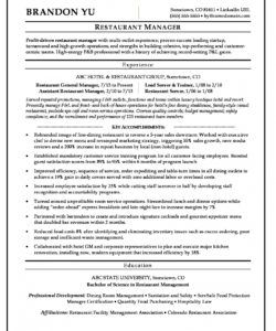 free restaurant manager resume sample  monster restaurant manager job description template