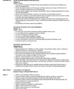 free resume  resume builder jobescription building maintenance building maintenance job description template and sample