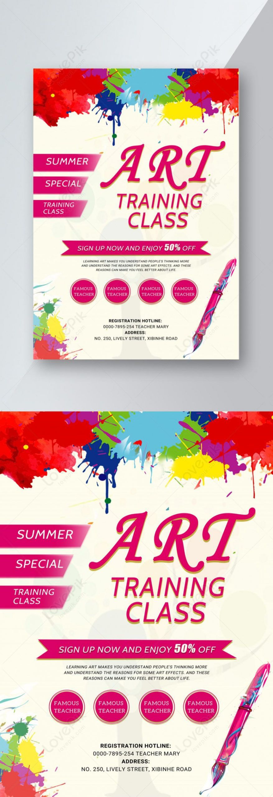 free summer art training class admission flyer template art class flyer template and sample