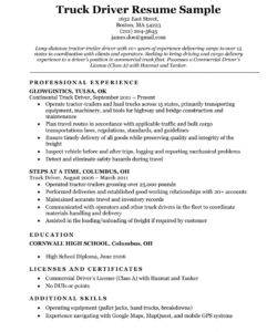 free truck driver resume sample  resume companion truck driver job description template doc