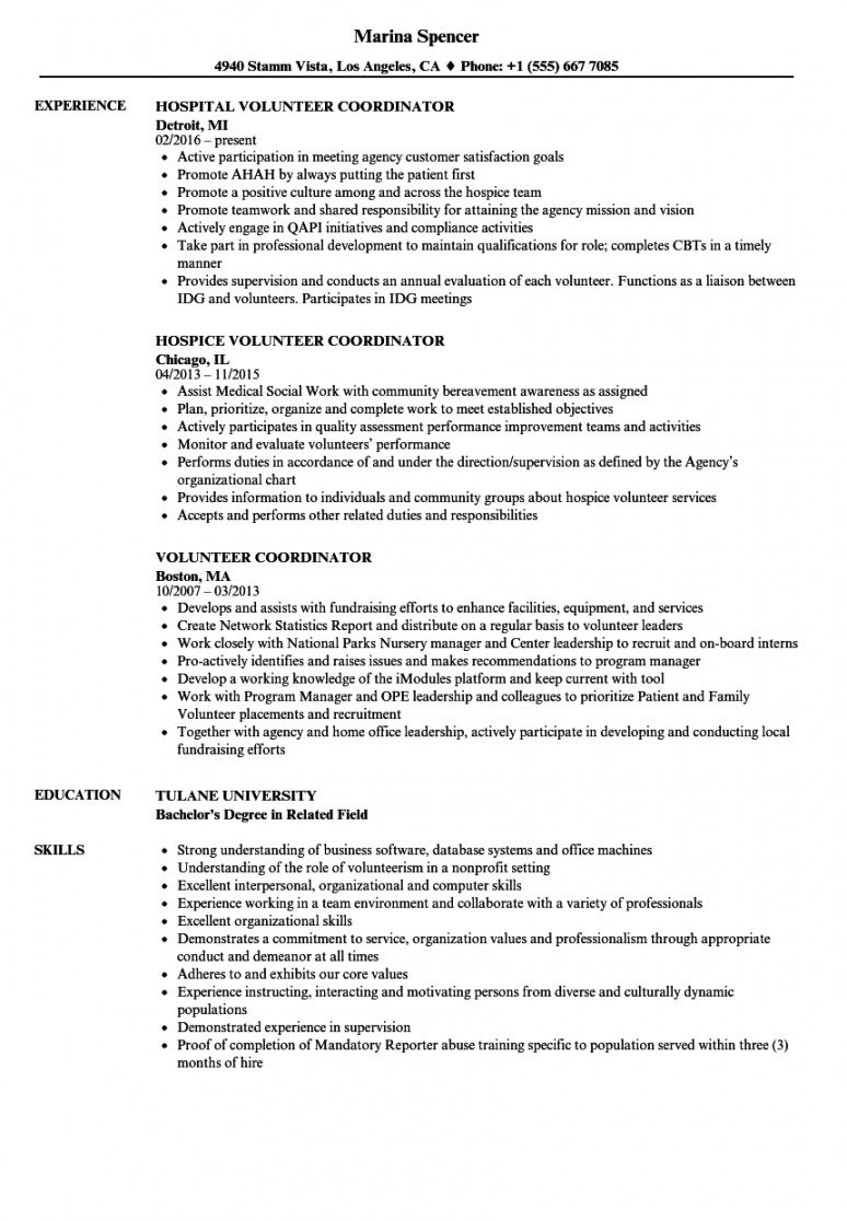 free volunteer coordinator resume samples  velvet jobs volunteer job description template and sample
