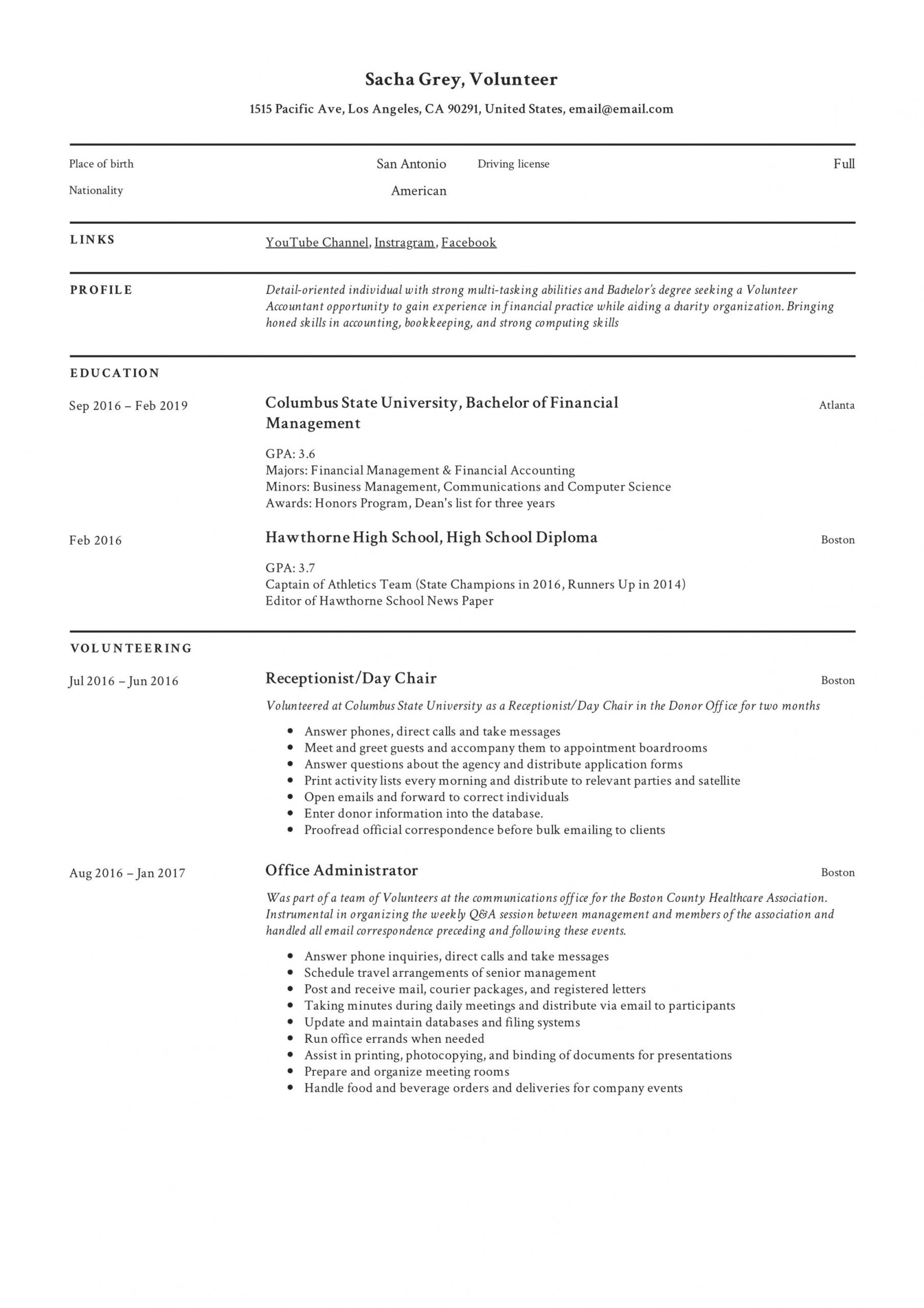 free volunteer resume sample &amp; writing guide   pdf's  2019 volunteer job description template doc