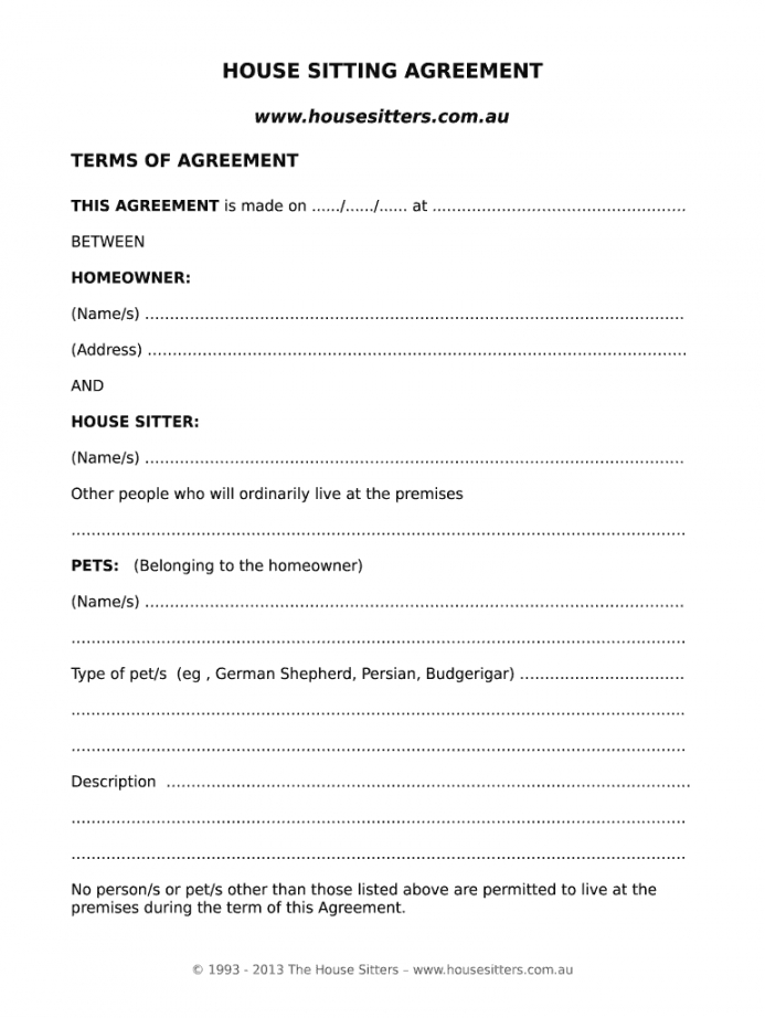 house sitting agreement  fill out and sign printable pdf template  signnow house sitter checklist template doc