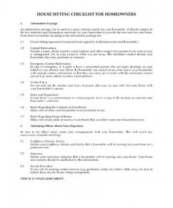 house sitting checklist house sitter checklist template doc